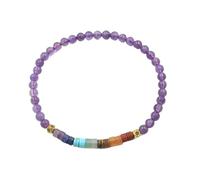 HUFFA Bracciale con Sette Pietre di Cristallo in Pietra Naturale - Gioielli con Pietre preziose in Stile Etnico for Uomini e Donne(Amethyst)