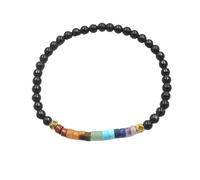 HUFFA Bracciale con Sette Pietre di Cristallo in Pietra Naturale - Gioielli con Pietre preziose in Stile Etnico for Uomini e Donne(Obsidian)
