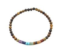 HUFFA Bracciale con Sette Pietre di Cristallo in Pietra Naturale - Gioielli con Pietre preziose in Stile Etnico for Uomini e Donne(TigerEyeStone)