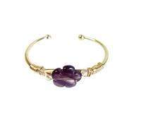 HUFFA Bracciale da donna con pietra di cristallo ametista - elegante design floreale(AmethystFlowerBracelet)