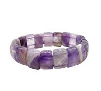 HUFFA Bracciale in Cristallo di Agata di Colori Misti - Gioiello Naturale Fatto a Mano con Tubo Piatto for Donne e Uomini(Amethyst)