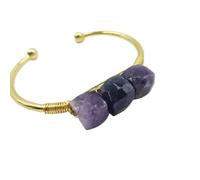 HUFFA Bracciale in cristallo quadrato aperto: gioielli eleganti for ogni occasione(Amethyst)
