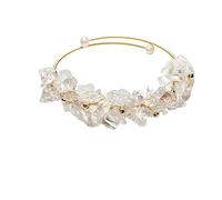 HUFFA Bracciale in ghiaia di cristallo con polvere di tormalina e perle d'acqua dolce - Gioielli fatti a mano da donna(WhiteCrystal)
