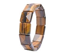 HUFFA Bracciale in Pietra Naturale, Legno Rosso e Occhio di Tigre, Fatto a Mano, for Uomo e Donna | Gioielli Unici in Stile Bohémien(Yellow16*16mm)