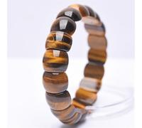 HUFFA Bracciale in Pietra Naturale, Legno Rosso e Occhio di Tigre, Fatto a Mano, for Uomo e Donna | Gioielli Unici in Stile Bohémien(Yellowtigereye11*14mm)