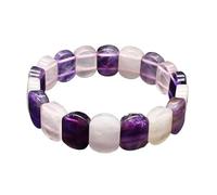 HUFFA Bracciale in Pietra Naturale Liscia da 11x15 mm - Gioielli con Pietre preziose curative in Labradorite e Quarzo Rosa(Amethyst Rose Quartz)