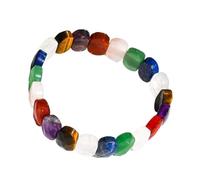 HUFFA Bracciale Ovale sfaccettato in Cristallo Naturale - Pietra di Luna e Occhio di Tigre - Gioielli in Pietra di Pino Bianco Fatti a Mano(Colorful)