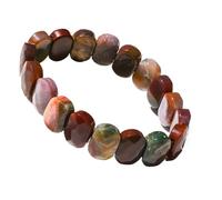 HUFFA Bracciale Ovale sfaccettato in Cristallo Naturale - Pietra di Luna e Occhio di Tigre - Gioielli in Pietra di Pino Bianco Fatti a Mano(Indianagate)
