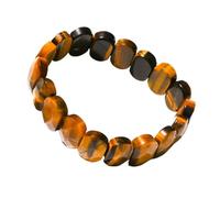 HUFFA Bracciale Ovale sfaccettato in Cristallo Naturale - Pietra di Luna e Occhio di Tigre - Gioielli in Pietra di Pino Bianco Fatti a Mano(Tiger'seye)