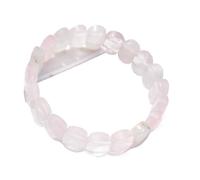 HUFFA Bracciale Ovale sfaccettato in Cristallo Naturale - Pietra di Luna e Occhio di Tigre - Gioielli in Pietra di Pino Bianco Fatti a Mano(PinkCrystal)