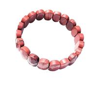HUFFA Bracciale Ovale sfaccettato in Cristallo Naturale - Pietra di Luna e Occhio di Tigre - Gioielli in Pietra di Pino Bianco Fatti a Mano(RedJasper)