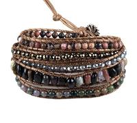 HUFFA Braccialetti avvolgenti in Pietra Naturale boema - Gioielli da Festival Fatti a Mano a 5 Fili(Multicolor)