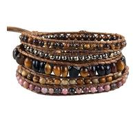 HUFFA Braccialetti avvolgenti in Pietra Naturale boema - Gioielli da Festival Fatti a Mano a 5 Fili(Tiger Eye)