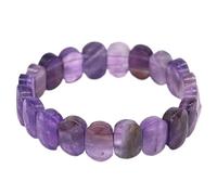 HUFFA Braccialetti di Perline quadrate in Pietra Naturale, Braccialetti rettangolari in Cristallo di Quarzo Fluorite colorato, Gioielli Elastici con Pietre preziose(Amethyst)