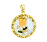 HUFFA Ciondolo a Forma di Fiore in Smalto con Perle finte in Stile Cinese - Elegante Design con Pittura a Olio for Accessori di Moda(T1960)