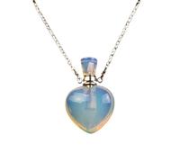 HUFFA Ciondolo con Bottiglia di Profumo in Pietra Naturale con Diamanti e Cristallo - Ornamenti con Bottiglie di Oli Essenziali sfaccettati - Collana con Ametista for aromaterapia(Opal(Synthetic))