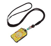 HUFFA Ciondolo Esotico in Ebano Thangka Nepalese - Carta retrò del Dio della ricchezza for Uno Stile Unico(Yellowback)