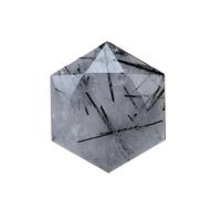 HUFFA Ciondolo Stella a Sei Punte in Pietra Grezza di Ametista Bianca e Rosa Naturale - Gioielli in Cristallo Esagonale(Black Tourmaline)