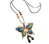 HUFFA Collana a Farfalla bifacciale in Finto Broccato da Donna - Elegante Pendente a Catena for Maglione e Accessori Cheongsam(Color11)