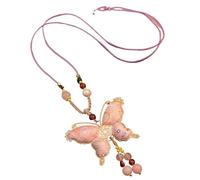 HUFFA Collana a Farfalla bifacciale in Finto Broccato da Donna - Elegante Pendente a Catena for Maglione e Accessori Cheongsam(Color10)