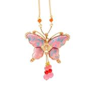 HUFFA Collana a Farfalla bifacciale in Finto Broccato da Donna - Elegante Pendente a Catena for Maglione e Accessori Cheongsam(Color6)