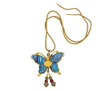 HUFFA Collana a Farfalla bifacciale in Finto Broccato da Donna - Elegante Pendente a Catena for Maglione e Accessori Cheongsam(Color26)