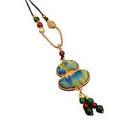 HUFFA Collana a Farfalla bifacciale in Finto Broccato da Donna - Elegante Pendente a Catena for Maglione e Accessori Cheongsam(Color14)