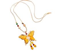 HUFFA Collana a Farfalla bifacciale in Finto Broccato da Donna - Elegante Pendente a Catena for Maglione e Accessori Cheongsam(Color12)