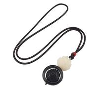 HUFFA Collana Bodhi Lotus in Stile Etnico for Uomo e Donna - Lunga Catena for Maglione retrò in Ebano(Black)