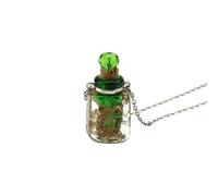 HUFFA Collana con Bottiglia di Olio Essenziale in Vetro Luminoso Gold Sand - Ciondolo for aromaterapia for Capelli e Profumo fetale(GreenSandssquare)