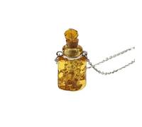 HUFFA Collana con Bottiglia di Olio Essenziale in Vetro Luminoso Gold Sand - Ciondolo for aromaterapia for Capelli e Profumo fetale(ChampagneGold)