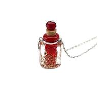 HUFFA Collana con Bottiglia di Olio Essenziale in Vetro Luminoso Gold Sand - Ciondolo for aromaterapia for Capelli e Profumo fetale(RedSandssquarebottle)