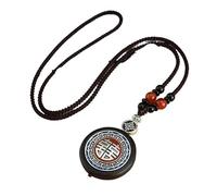 HUFFA Collana con Ciondolo a Catena Lunga in Thangka di Ebano Fatto a Mano - Accessori di gioielleria Nepalese Vintage(DoubleHappines)