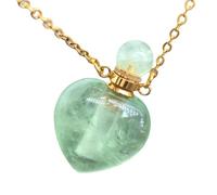 HUFFA Collana con Ciondolo a Forma di Bottiglia di Profumo in Cristallo - Gioiello con Bottiglia di Olio Essenziale di Fluorite Verde