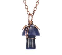 HUFFA Collana con Ciondolo a Forma di Piccolo Fungo in Agata Verde Orientale, Realizzata a Mano con Cristallo Avvolto - Gioielli Unici for Gli Amanti della Natura(Bluepattern)