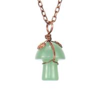 HUFFA Collana con Ciondolo a Forma di Piccolo Fungo in Agata Verde Orientale, Realizzata a Mano con Cristallo Avvolto - Gioielli Unici for Gli Amanti della Natura(Greenaventurine)