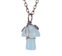 HUFFA Collana con Ciondolo a Forma di Piccolo Fungo in Agata Verde Orientale, Realizzata a Mano con Cristallo Avvolto - Gioielli Unici for Gli Amanti della Natura(Whitecrystal)