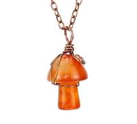 HUFFA Collana con Ciondolo a Forma di Piccolo Fungo in Agata Verde Orientale, Realizzata a Mano con Cristallo Avvolto - Gioielli Unici for Gli Amanti della Natura(Agate)