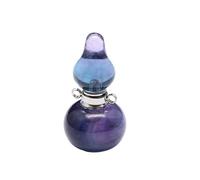 HUFFA Collana con Ciondolo a Forma di Zucca in Fluorite Naturale con Bottiglia di Profumo - Diffusore di Oli Essenziali for aromaterapia(Coloredfluoritesilver)