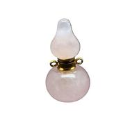 HUFFA Collana con Ciondolo a Forma di Zucca in Fluorite Naturale con Bottiglia di Profumo - Diffusore di Oli Essenziali for aromaterapia(Rosequartzglod)