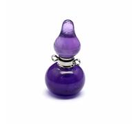 HUFFA Collana con Ciondolo a Forma di Zucca in Fluorite Naturale con Bottiglia di Profumo - Diffusore di Oli Essenziali for aromaterapia(Amethystsilver)