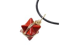 HUFFA Collana con Ciondolo a Stella a Sei Punte Merkaba in Cristallo Naturale | Gioielli con Pietre preziose Intrecciate a Mano for la guarigione Spirituale(RedJasper)