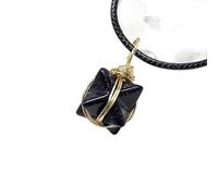 HUFFA Collana con Ciondolo a Stella a Sei Punte Merkaba in Cristallo Naturale | Gioielli con Pietre preziose Intrecciate a Mano for la guarigione Spirituale(Bluegoldsand)