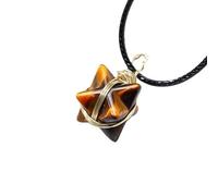 HUFFA Collana con Ciondolo a Stella a Sei Punte Merkaba in Cristallo Naturale | Gioielli con Pietre preziose Intrecciate a Mano for la guarigione Spirituale(Tiger'sEye)
