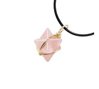 HUFFA Collana con Ciondolo a Stella a Sei Punte Merkaba in Cristallo Naturale | Gioielli con Pietre preziose Intrecciate a Mano for la guarigione Spirituale(PinkCrystal)
