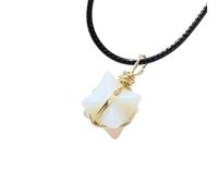 HUFFA Collana con Ciondolo a Stella a Sei Punte Merkaba in Cristallo Naturale | Gioielli con Pietre preziose Intrecciate a Mano for la guarigione Spirituale(Opal)