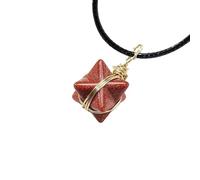 HUFFA Collana con Ciondolo a Stella a Sei Punte Merkaba in Cristallo Naturale | Gioielli con Pietre preziose Intrecciate a Mano for la guarigione Spirituale(RedGoldSand)