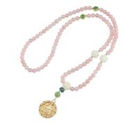 HUFFA Collana con Ciondolo del Dio Giallo della Ricchezza - Catena for Maglione con Perline di Giada Rosa Antica - Gioielli in Stile Etnico for la prosperità
