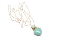 HUFFA Collana con Ciondolo in Cristallo di Quarzo fumé con Bottiglia di Profumo - Gioiello in poliedro con Oli Essenziali for Donna(B)