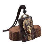 HUFFA Collana con Ciondolo in Ebano, Esotico e retrò, Raffigurante Il Dio della Ricchezza, Simbolo del Thangka Nepalese, Simbolo dell'elefante, for spiritualità e buona Fortuna.(NepalGodofWealth)